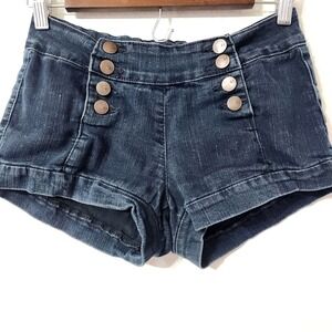 Y2k Forever 21 Sailor Denim Shorts Button front Hot Pants Dark Wash Size Small